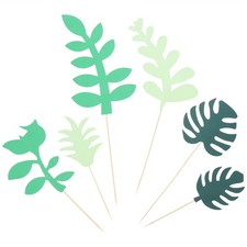 24pcs Tropical Leaf Cake Plugins Leaf Cake Inserts Green Leaf Cake Decori