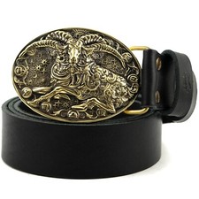 Cintura in pelle con fibbia in ottone Ariete, Ram, Oroscopo, Segno Zodiacale Astrologico