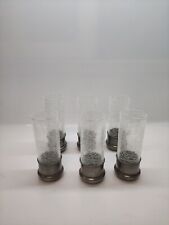 SERVIZIO 6 Bicchieri VINTAGE ANNI 50 Vetro E Peltro 95% Trasparenti