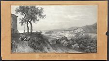Stampa antica litografia 1850 circa genova panorama veduta liguria levante