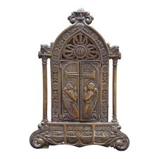 *HH* Antico Altarino Icona Placca Religiosa Votiva Devozionale Madonna Angeli