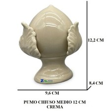 PUMO POMO IN CERAMICA CREMA MEDIO CHIUSO H12 cm ARTIGIANALE ART.PCL318