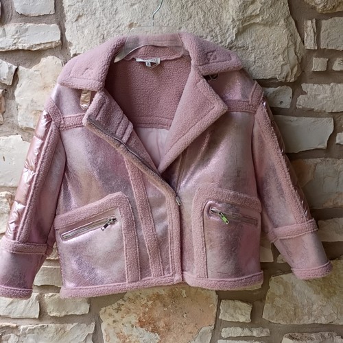 Giacca biker rosa bambina
