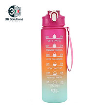 Borraccia Sportiva Con Cannuccia Con Tracciamento Del Tempo, Copertura Ribaltabi