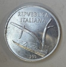 1955 Italy 10 Lire Coin  KM#