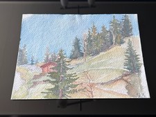 ANTICO ACQUERELLO PAESAGGIO SVIZZERO