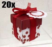 20 PEZZI Portaconfetti LAUREA ROSSO e POIS nastro escluso 5X5X5 quadrata 0480