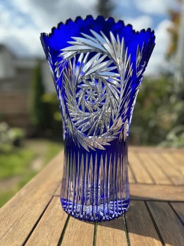 Vaso cristallo taglio blu