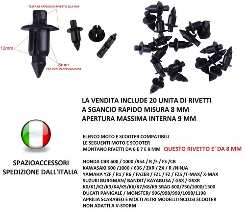 Rivetti plastica mm - mm, clips
