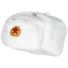 Russo Pelliccia Colbacco Urss Bianco Esercito Cappello di Schapka Carnevale
