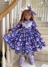 OOAK "Winter Pansies" vestito per bambola Himstedt
