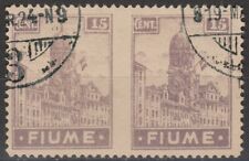 1919 Fiume - Allegorie - coppia 15 c. non dentellata al centro - varietà