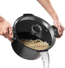 Pentola Scolapasta a Induzione 24Cm, 4.5 Litri Antiaderente per Pasta Con Coperc