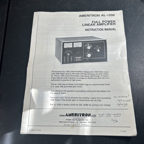 Ameritron 1200 - ameritron, al-1200