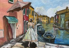 Quadro Olio su Tela "Burano a
