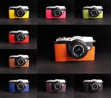 Custodia mezza fotocamera vera pelle borsa fotocamera per Olympus EP5 E-P5 10 colori