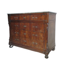 Cassettone genovese in noce con piano in marmo  - fine 800 - comò cassettiera  