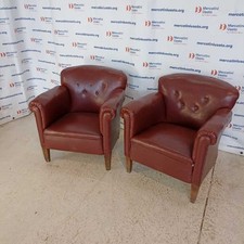 Coppia Poltrone in Pelle Rossa