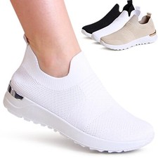 Dame Plateau Mezza Scarpe Light Slipper Sneaker Turnschuhe Slip On Mesh