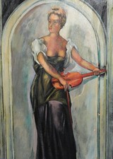 Dipinto ad olio vintage teatro