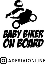 Adesivo Pretagliato  Scritta Baby Biker On Board ?️ ?