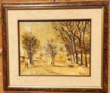 Quadro dipinto ad olio paesaggio firmato Albano con bella cornice