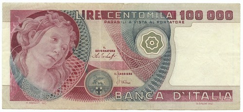 100000 lire banca italia - lire, d'italia