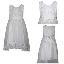 ABITO VESTITO ELEGANTE BAMBINA BIMBA DAMIGELLA  MATRIMONIO COMUNIONE BIANCO 001