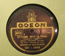 Disco Grammofono 78 Giri Vintage Odeon - Settembre Sotto La pioggia - Silvester