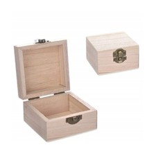SCATOLE BAULE SCATOLA 2 PEZZI LEGNO RF_59721 QUADRATO GIOIE 8X8X5 CM DECOUPAGE