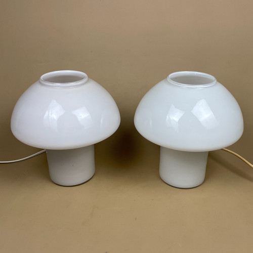 Pair mushroom glass lamps - of,