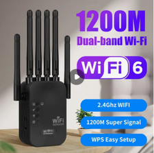 AMPLIFICATORE WiFi 5GHz Dual-Band 1200Mbps, RIPETITORE Wireless 6 ANTENNE NUOVO