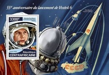 VOSTOK-6 VALENTINA TERESHKOVA foglio francobolli spaziali cosmonauti #2 2018 Africa centrale