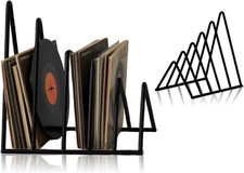 2 Pezzi Porta Vinili Metallo Nero Dischi Vinile Espositore CD Depliant Da Tavolo