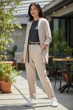 Pantaloni Donna Beige Gamba