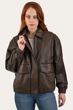 Bomber da donna in pelle di