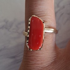 Anello  vero corallo Antico ROSSO  Di Sardegna Argento 925 Oro Giallo 18 KT