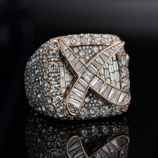 Anello Uomo Personalizzato Logo Lettera +D Bianco Moissanite Diamante Hiphop Argento