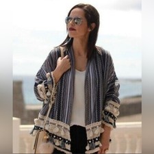 Zara folks kimono with - kimono, tassels