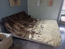 Coperta matrimoniale artigianale, in puro pelo di lapin, 100% naturale,