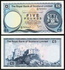 Banconota cinque sterline 1976 Royal Bank of Scotland Limited scegli numero 337a AU+