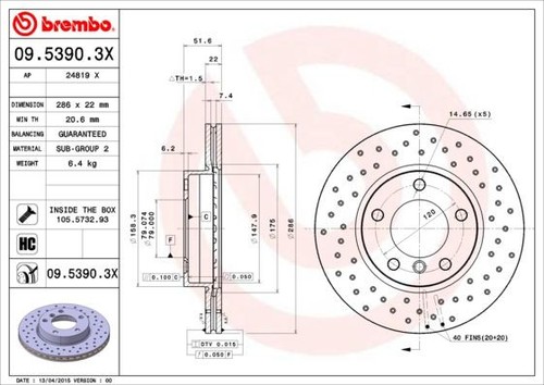 Coppia dischi freno - freno, brembo