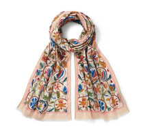 Metropolitan Museum of Art, sciarpa "British Flowering Vines" ricamata 72", nuova con scatola