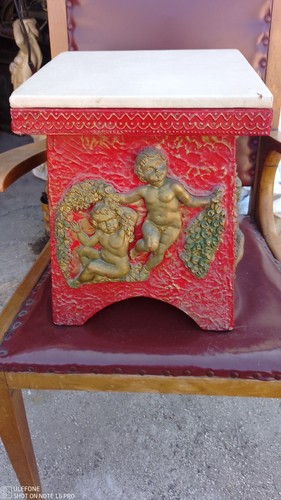 Sgabellino legno con putti - sgabellino,