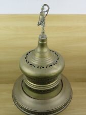 antico SCALDINO BRACIERE con COPERTURA in RAME e OTTONE STATUETTA traforato di