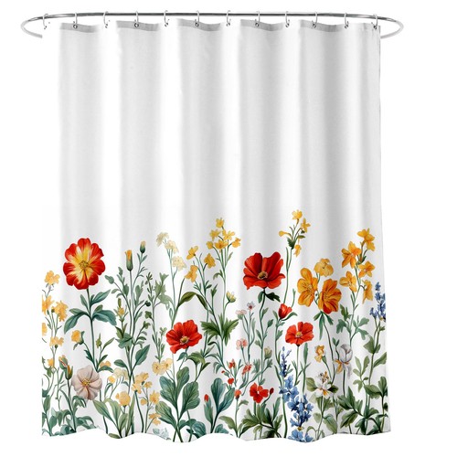 Tenda doccia giardino fiori - tenda,