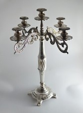 SF4697 MAGNIFICO GRANDE CANDELABRO 5 FIAMME IN ARGENTO SHEFFIELD COLLECTION