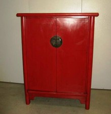 Credenza antica cinese laccata rossa. Epoca 1800 