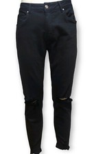 Jeans uomo nero pantalone jeans strappi sfrangiato