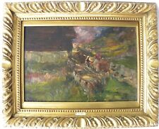 Alessandro LUPO (Torino 1876–1953) Paesaggio con contadine splendido OLIO 33x48